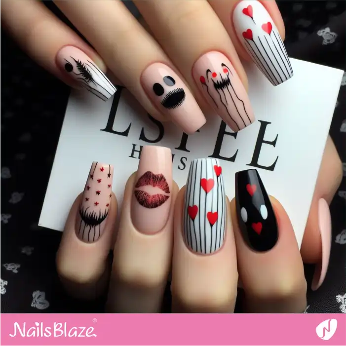 Simple Scary Valentine Nail Design | Valentine Nails - NB2181